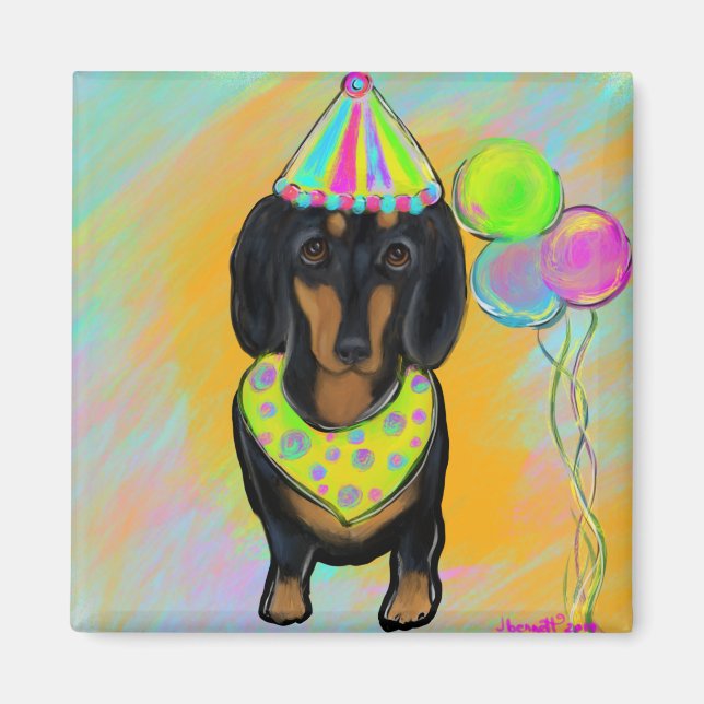 Aimant Doxie d'anniversaire (Devant)