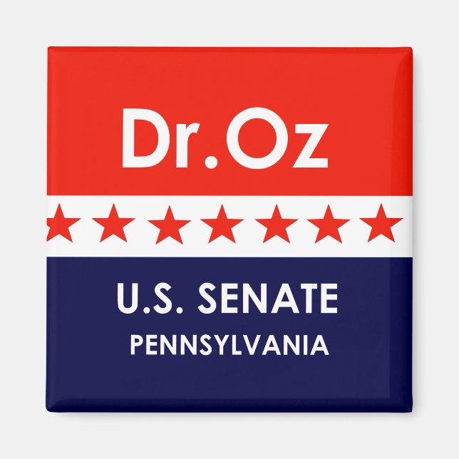 Aimant Dr Oz Sénat américain Pennsylvanie (Devant)