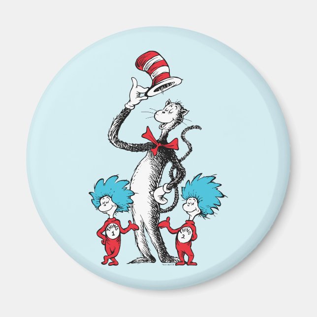 Aimant Dr Seuss | Chat dans le Casquette, Chose un & Chos (Devant)
