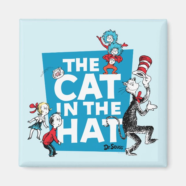 Aimant Dr Seuss | Chat dans le logo du Casquette - Caract (Devant)