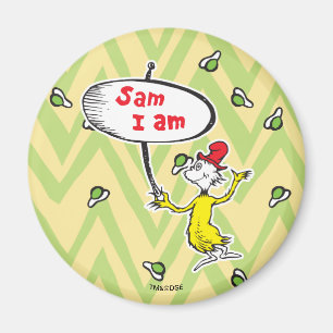 Aimant Dr. Seuss Sam-I-Am tenant une pancarte