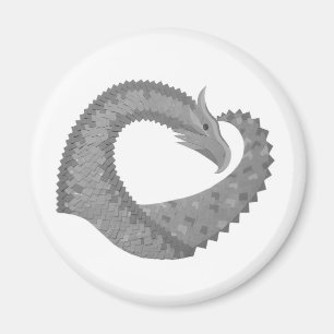 Aimant Dragon au cœur gris sur fond blanc