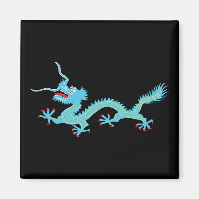 Aimant Dragon bleu clair chinois (Devant)