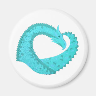 Aimant Dragon de coeur du Verdigris en blanc