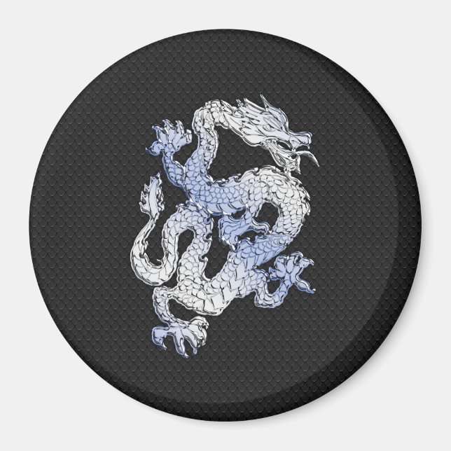 Aimant Dragon de style Chrome sur la peau de serpent noir (Devant)