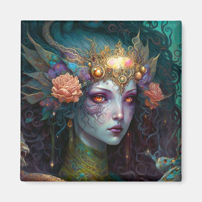Aimant Dragon Goddess Queen Imaginaire Art (Devant)