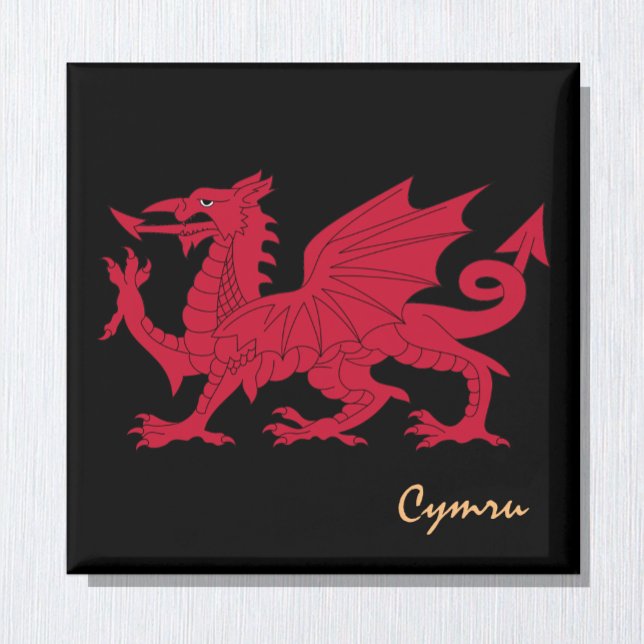 Aimant Dragon rouge & Pays de Galles, Drapeau gallois / C (Créateur téléchargé)