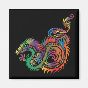 Aimant Dragon tribal coloré
