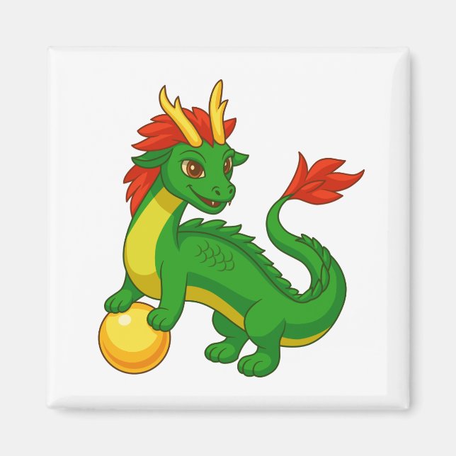 Aimant Dragon vert chinois (Devant)