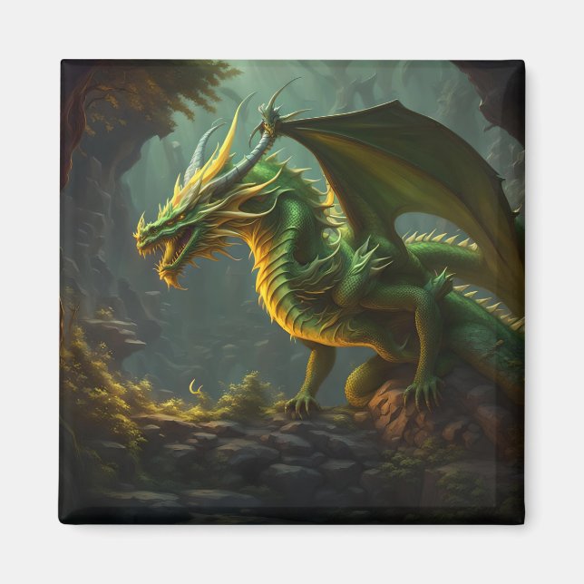 Aimant Dragon Vert et Jaune (Devant)