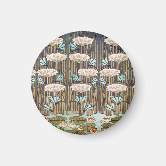 Aimant Dragonflies Water Lilies Marais Art Nouveau (Devant)