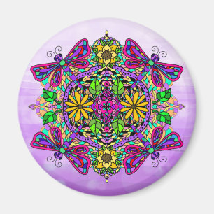Aimant Dragonfly and Flowers Mandala