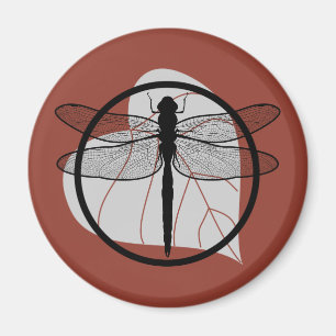 Aimant Dragonfly on Leaf Dessin - Wildlife Circle Series
