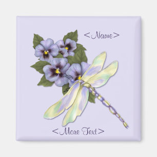 Aimant Dragonfly & Pansies - Personnaliser