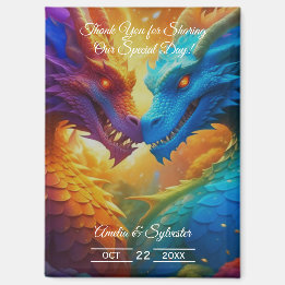 Aimant Dragons colorés en Love Mariage Merci