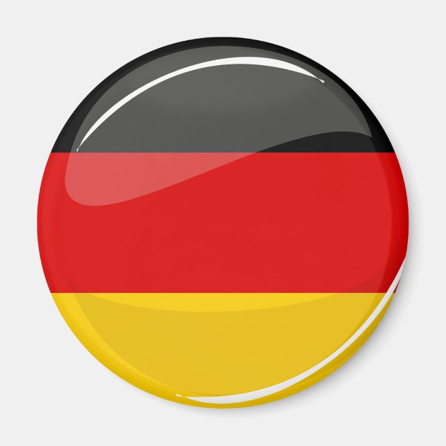 Aimant Drapeau allemand rond brillant (Devant)