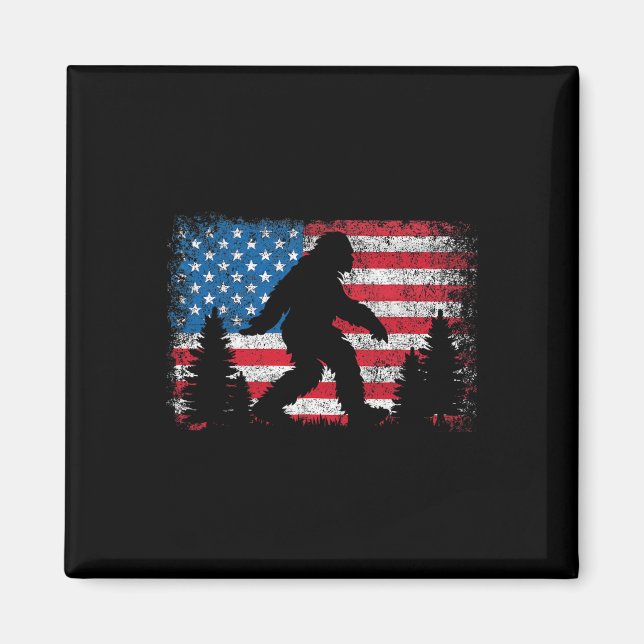 Aimant Drapeau américain 4 juillet Bigfoot Patriotique Ki (Devant)