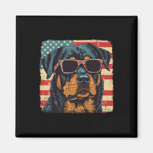 Aimant Drapeau américain 4 juillet Rottweiler Dog Art