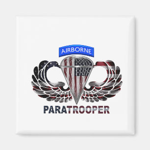 Aimant Drapeau américain avec ailes aéroportées et parach
