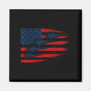 Aimant Drapeau américain avec des avions de chasse patrio
