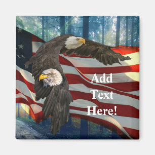 Aimant Drapeau américain Bald Eagle