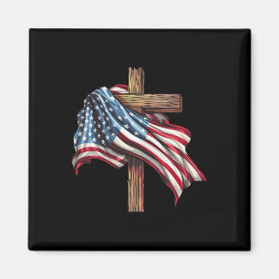 Aimant Drapeau américain Croix chrétienne Jésus 4 juillet