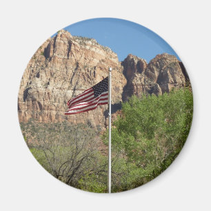 Aimant Drapeau américain dans le parc national de Zion II