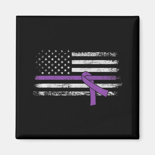 Aimant Drapeau américain de sensibilisation au cancer du  (Devant)