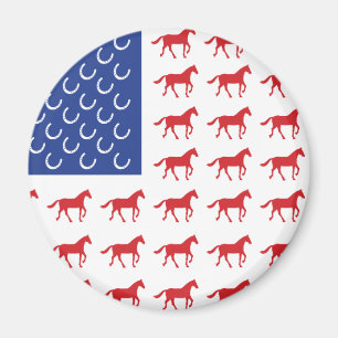 Aimant Drapeau américain des chevaux patriotiques