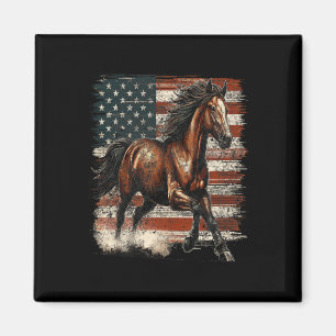 Aimant Drapeau américain du cheval patriotique