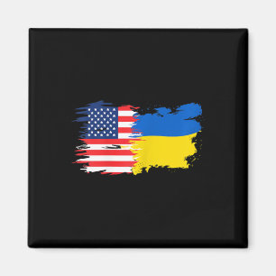 Aimant Drapeau américain et ukrainien pour femmes