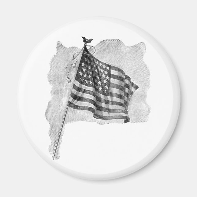 Aimant Drapeau américain Patriotic Vintage Art (Devant)
