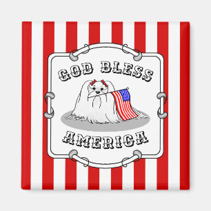 Aimant Drapeau américain patriotique USA Chien maltais - 