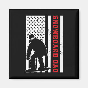 Aimant Drapeau américain Snowboard Papa Snowboardeur Papa
