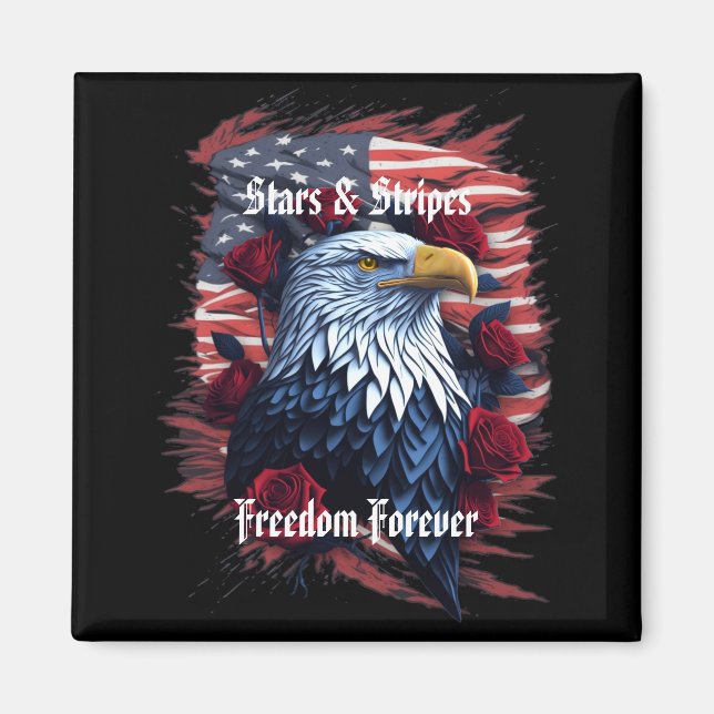 Aimant Drapeau américain Stars Stripes Freedom Forever Ea (Devant)