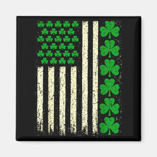 Aimant Drapeau américain trèfles irlandais St-Patrick hom