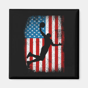 Aimant Drapeau américain Vintage Basketball 4e de