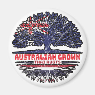 Aimant Drapeau Australien Thaïlandais aux Racines d'Arbre
