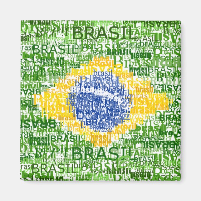 Aimant Drapeau brésilien - Brésil textuel (Devant)