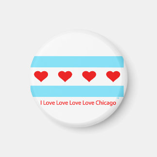 Aimant Drapeau cardiaque de Chicago - I Love x 4 Chi Roun