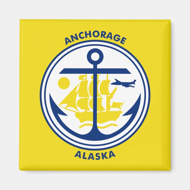 Aimant Drapeau d'Anchorage, Alaska (Devant)