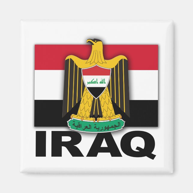 Aimant Drapeau d'armoiries de l'Iraq (Devant)