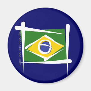 Aimant Drapeau de brosse du Brésil