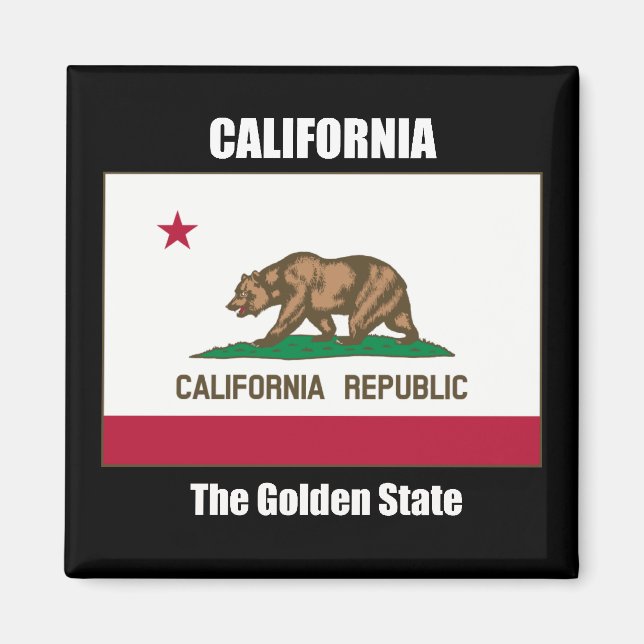 Aimant Drapeau de Californie et Slogan (Devant)