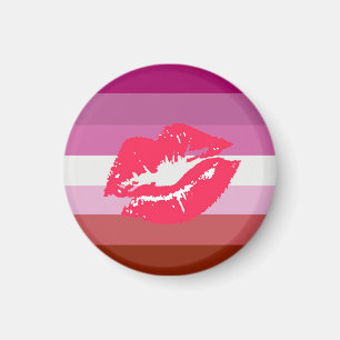 Aimant Drapeau de fierté lesbienne au rouge à lèvres