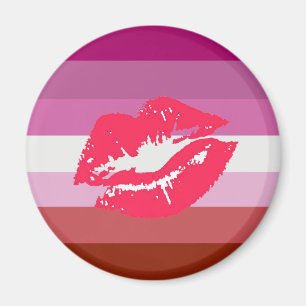 Aimant Drapeau de fierté lesbienne au rouge à lèvres