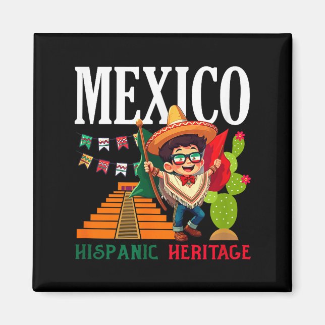Aimant Drapeau de fierté mexicaine mexique racines patrim (Devant)