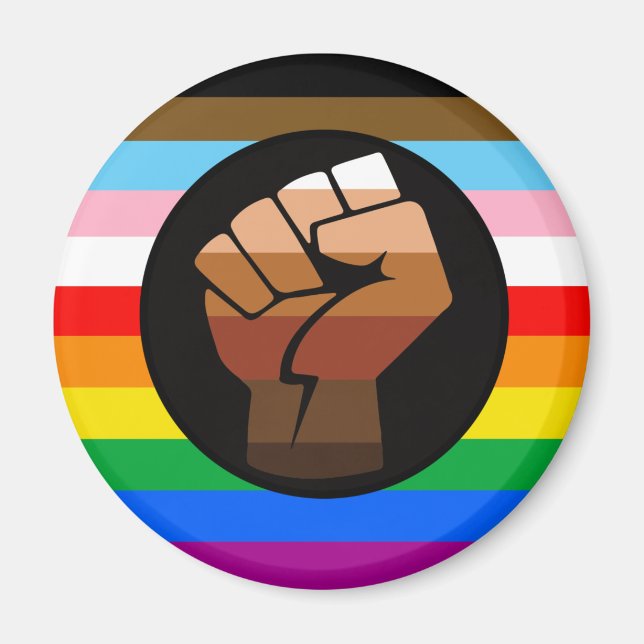 Aimant Drapeau de fierté POC de progrès LGBTQ+ (Devant)