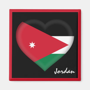 Aimant Drapeau de Jordanie et Jordanais Vacances de coeur