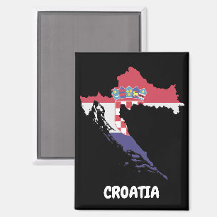 Aimant Drapeau de la carte de Croatie coloré Vintage